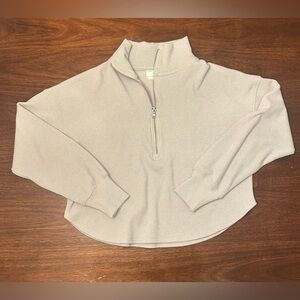 Gilly Hicks Light Gray Waffle Half-Zip Pullover
